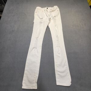 Denim Box Jeans Juniors Size 1 White Skinny Leg Distressed Stretch Denim